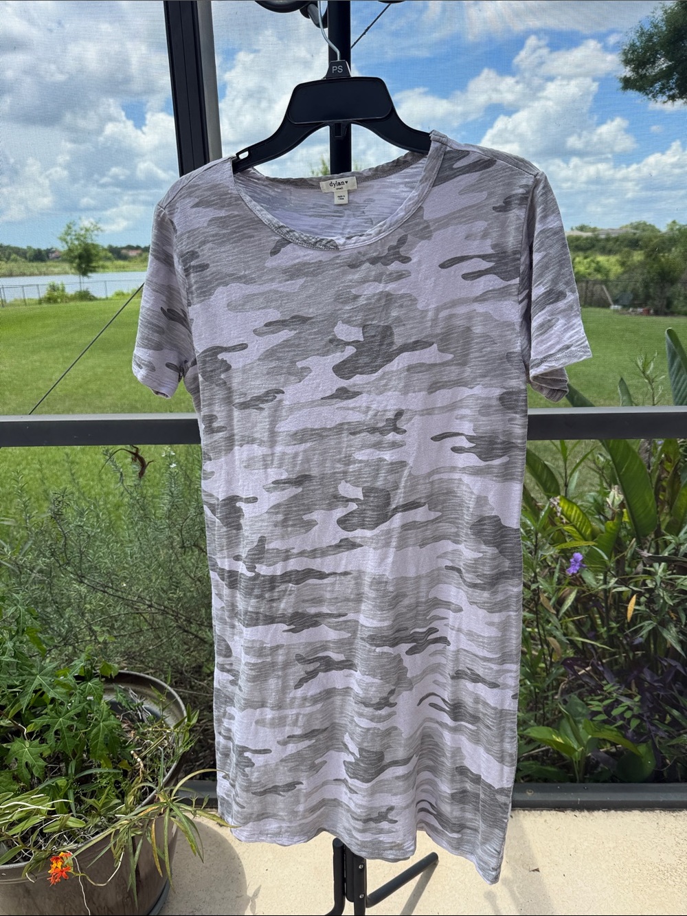 dylan Cotton Gray Camouflage Midi t shirt Dress